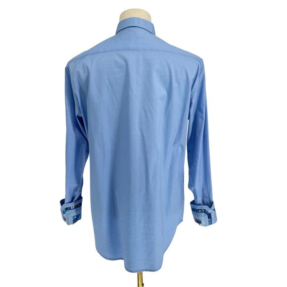 Robert Graham Woven Button Front Long Sleeve Shirt Rutherford Solid Light Blue M - Picture 9 of 9